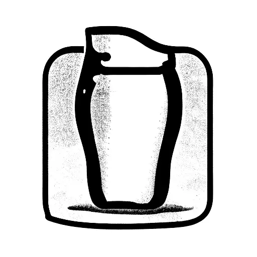 Glass Milk Bottle half full of Milk with grass behind it  tattoo design idea