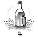 Glass Bottle of Milk infront of Grass, "UDC" written on front tattoo design idea