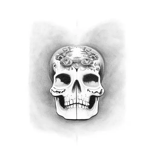 manos de adan calavera con gesto de sacar el dedo medio y de Dios normal tattoo design idea
