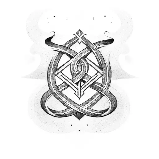 Blackwork tattoo of a historical Nordic rune symbol intertwined with nature elements tattoo design idea