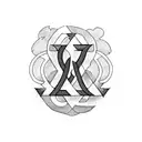 Blackwork tattoo of a historical Nordic rune symbol intertwined with nature elements tattoo design idea