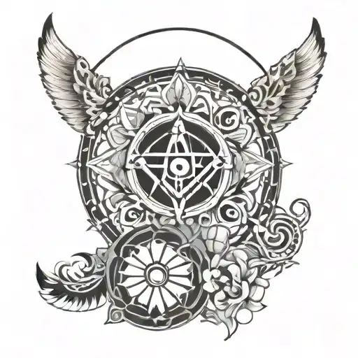 I want a tattoo for my forearm that represents hinduism and the names of my family members, Barbara, Evan, Jenna & Alex  tattoo design idea