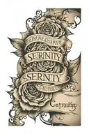 serenity prayer on withered paper tattoo design idea