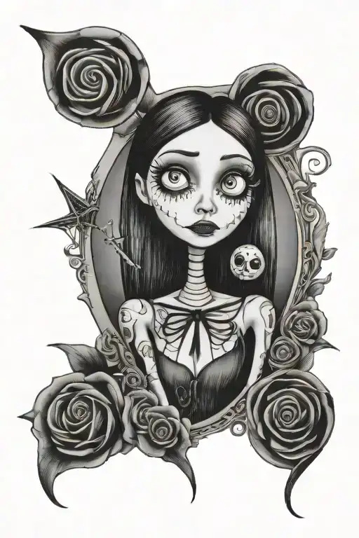 Coraline, Nightmare before Christmas, Corpse Bride tattoo design idea