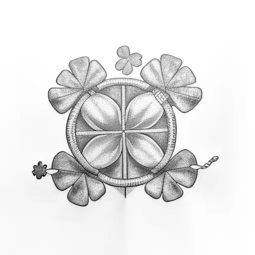 the sun, the fog, gloves, the book, the four-leaf clover, the hemp rope tattoo design idea