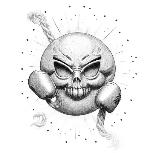 the sun, the fog, the boxing gloves, the book, the four-leaf clover, the hemp rope tattoo design idea