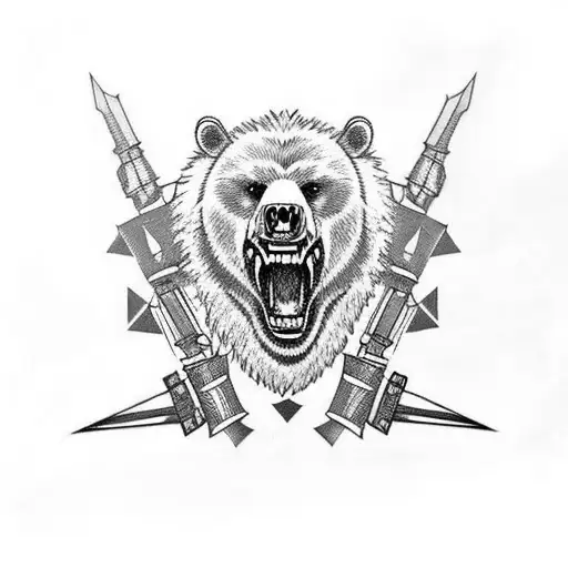 Chest / Should tattoo Angry war bear with armour tattoo design idea