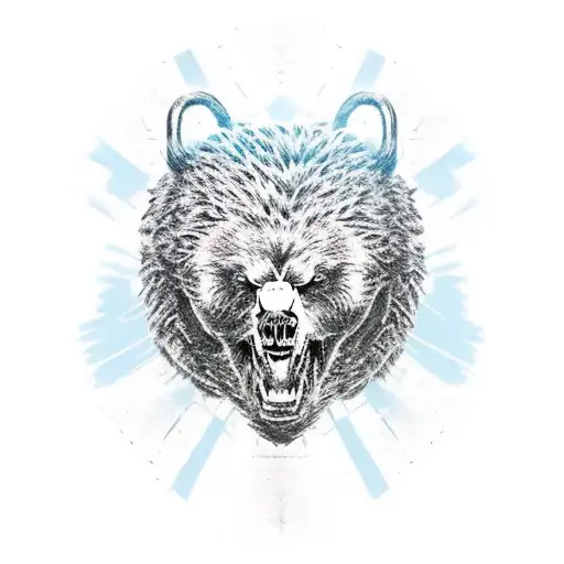 Chest / Should tattoo Angry war bear with armour tattoo design idea