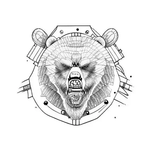 Angry war bear with armour tattoo design idea