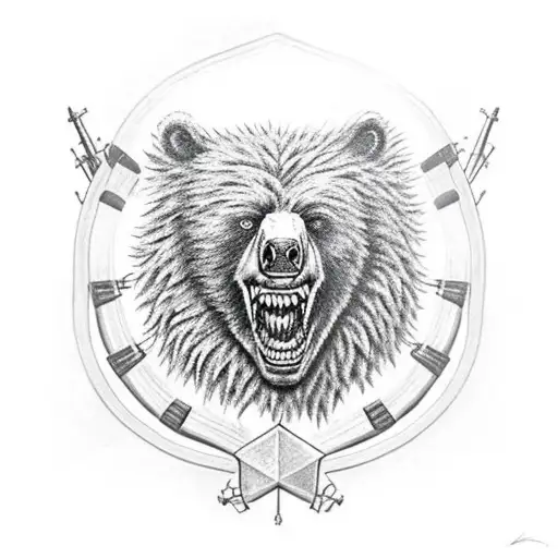 Chest / Should tattoo Angry war bear with armour tattoo design idea