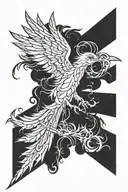Phoenix and cross tattoo design idea