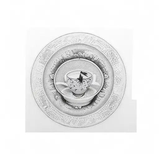 kintsugi inspired tea cup tattoo design idea