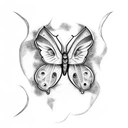 A beautiful Luna moth resting on a delicate kintsugi-inspired pottery vase tattoo design idea