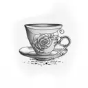 kintsugi inspired tea cup tattoo design idea