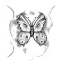 A beautiful Luna moth resting on a delicate kintsugi-inspired pottery vase tattoo design idea