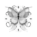 A beautiful Luna moth resting on a delicate kintsugi-inspired pottery vase tattoo design idea