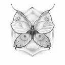 A beautiful Luna moth resting on a delicate kintsugi-inspired pottery vase tattoo design idea