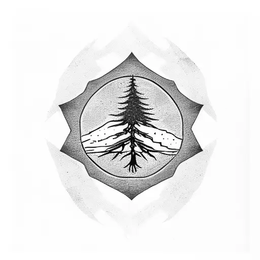 ripplef lebanon flag with blag cedar tree in the middle tattoo design idea