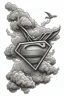 clouds with superman logo tattoo design idea