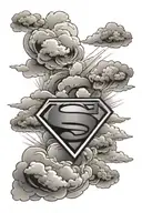 clouds with superman logo tattoo design idea