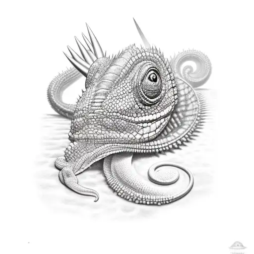 chameleon impaled by knife tattoo design idea