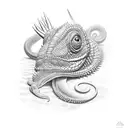 chameleon impaled by knife tattoo design idea