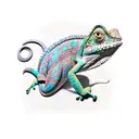 chameleon impaled by knife tattoo design idea