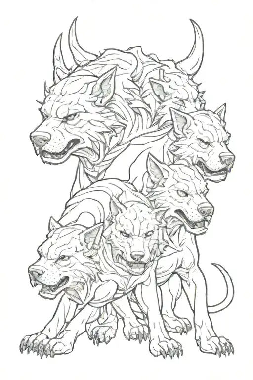 cerberus 3 heads 1 body tattoo design idea