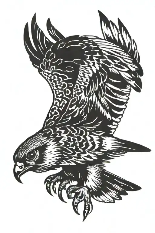 falcon spreading wings tattoo design idea