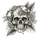 Create a tattoo design featuring a skull made out of crystals and gem stones to represent your love for both skulls and crystals tattoo design idea
