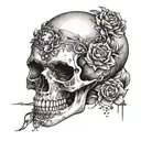 Create a tattoo design featuring a skull made out of crystals and gem stones to represent your love for both skulls and crystals tattoo design idea