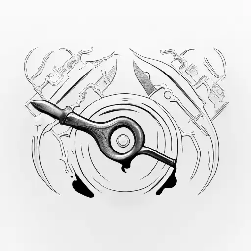 Wood chisel and paint brush looking in different direction tattoo design idea