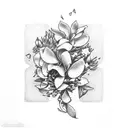 Oleander getting out of a rectangle tattoo design idea