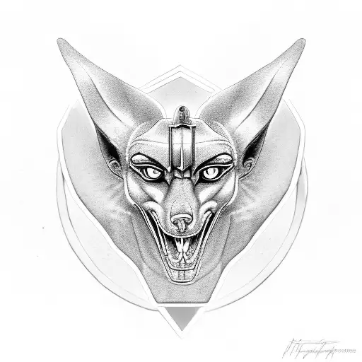 Anubis and Egyptian elements + logo elden ring tattoo design idea