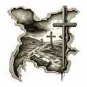 A hill with 3 crosses  tattoo design idea