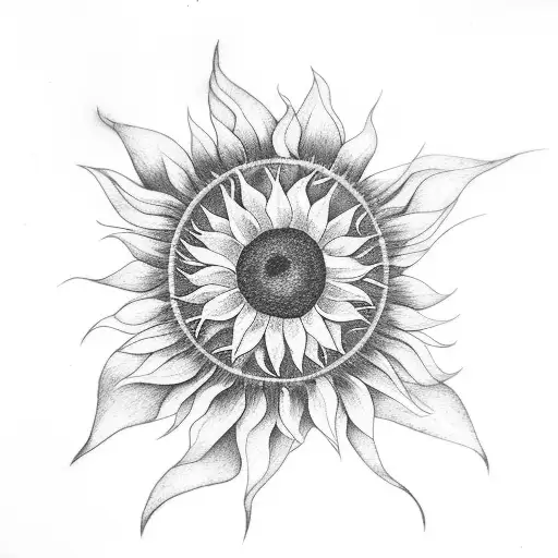 sunflower and the sun from tangled tattoo design idea