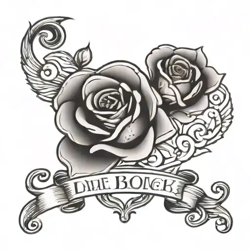 collar bone tattoo with text and rose tattoo design idea