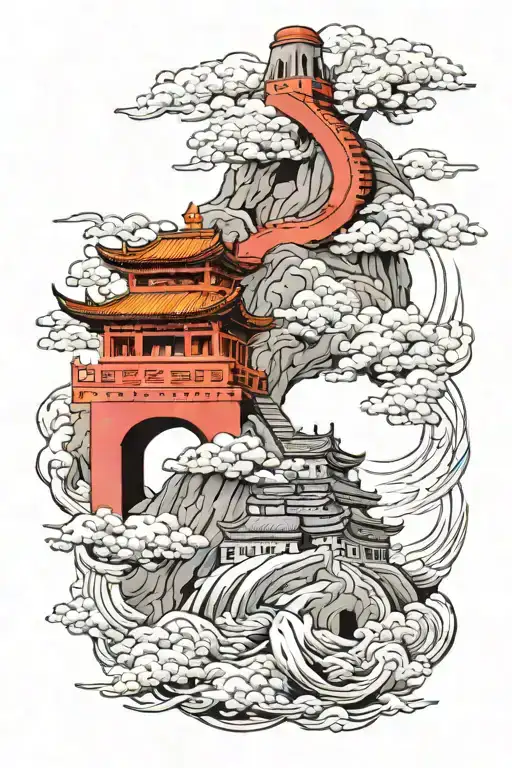 Great Wall of China style tattoo design idea