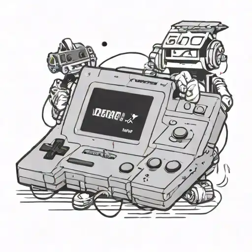 A minimalist design of a front-end developer coding on a super Nintendo console, combining the client's occupation and hobby tattoo design idea