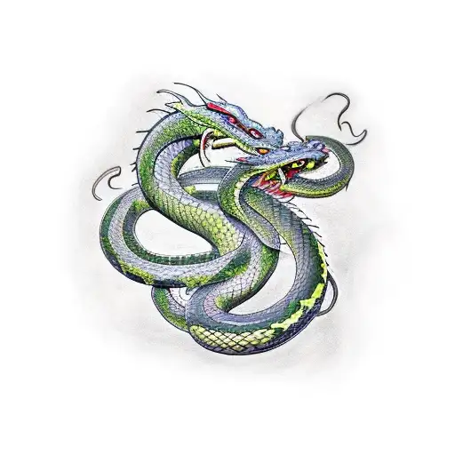 snake and dragon tattoo design idea