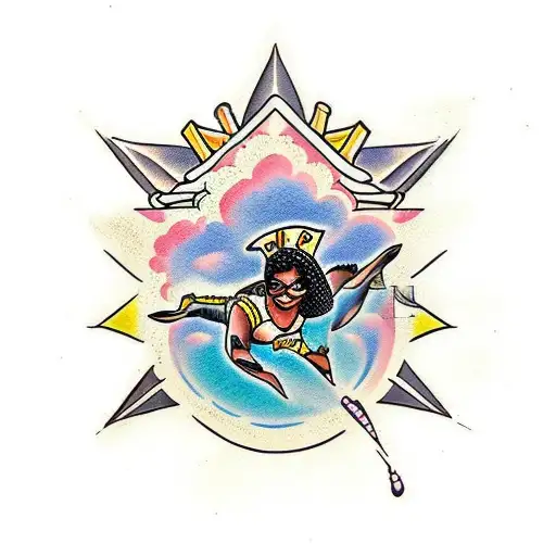 Black woman going skydiving   tattoo design idea