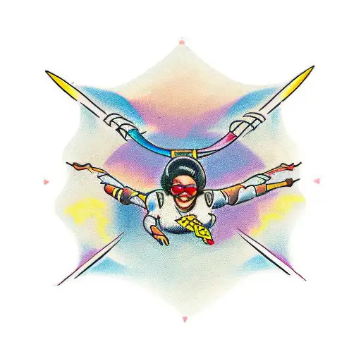 Black woman going skydiving   tattoo design idea