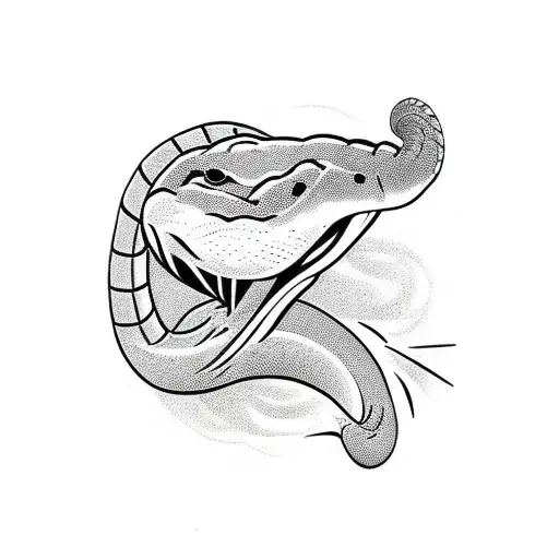 rattle snake head chopped off from body by an axe tattoo design idea