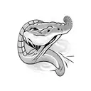 rattle snake head chopped off from body by an axe tattoo design idea