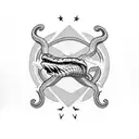 rattle snake head chopped off from body by an axe tattoo design idea