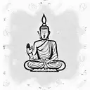 Buddha in a lotus pose in a minimalist style tattoo design idea