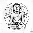 Buddha in a lotus pose in a minimalist style tattoo design idea
