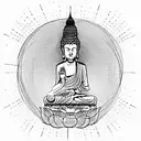 Buddha in a lotus pose in a minimalist style tattoo design idea