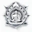 Buddha in a lotus pose in a minimalist style tattoo design idea