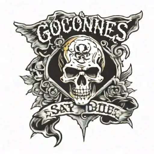 goonies skull never say die tattoo design idea
